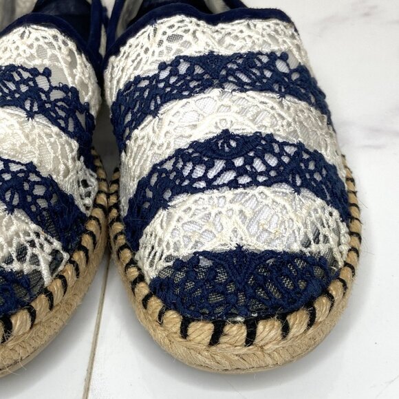 Louis Vuitton Blue & White Striped Crochet Lace Flat SEA BREEZE Espadrilles 36.5 - Picture 5 of 12